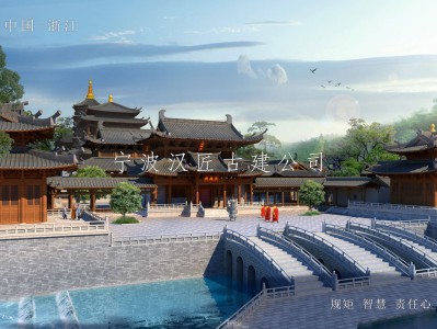 鹽城寺院重建規(guī)劃設(shè)計(jì)方案鳥瞰圖—積福禪寺
